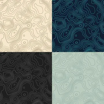 Topography patterns. Seamless elevation map tiles. Appealing isoline backgr.. Stock Photos
