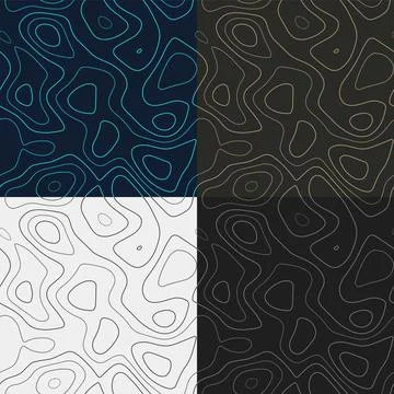 Topography patterns. Seamless elevation map tiles. Astonishing isoline back.. Stock Photos