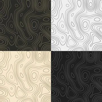 Topography patterns. Seamless elevation map tiles. Captivating isoline back.. Stock Photos