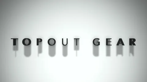 Topout gear dynamic title matte black text set on a white backdrop Stock Footage 301837810