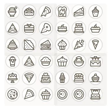 Topping Premium Vector Bundle with 36 High Resolution Editable Bold Line Icon Stock Illustration