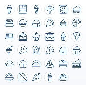 Topping Ultimate Vector Package with 35 64x64 Regular Line Pixel Optimized .. Illustrazione stock