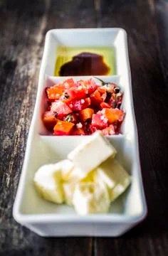 Toppings for bruschetta Stock Photos