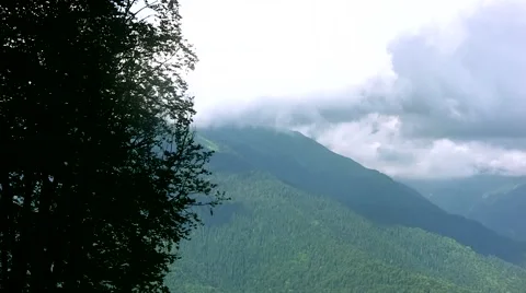 The tops of the mountains in the clouds Stock Footage 53897106