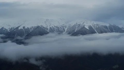 The tops of the mountains in the clouds Stock Footage 96751006