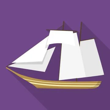 Topsail schooner ship icon, flat style Stock Illustration