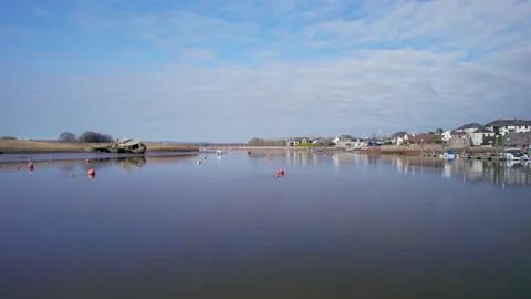 Topsham and River Exe from a drone, Exeter, Devon, England, Europe Stock Footage 169347106