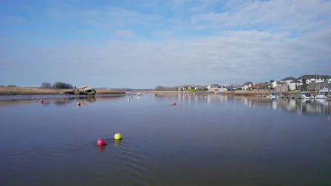 Topsham and River Exe from a drone, Exeter, Devon, England, Europe Stock Footage 169825475