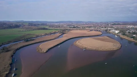 Topsham and River Exe from a drone, Exeter, Devon, England, Europe Stock Footage 171503011