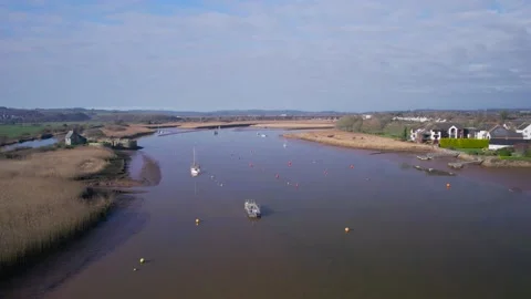 Topsham and River Exe from a drone, Exeter, Devon, England, Europe Stock Footage 171505281