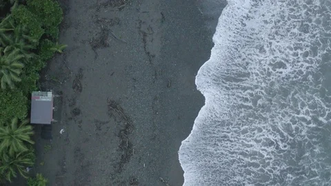 Topshot beach with dark sand Stock Footage 120201241