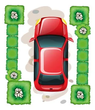 A topview of a car at the park Ilustración de archivo