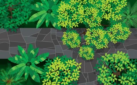 Topview marble bridge in forest Stock Illustration