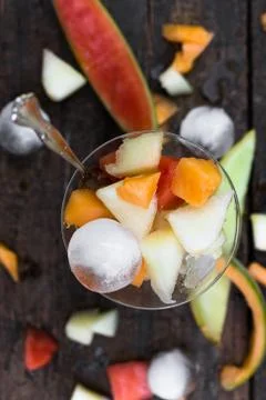Topview melon fruit salad Fotos Stock