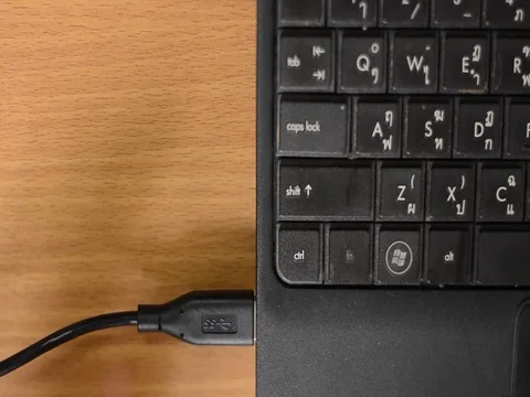Topview outsert black usb cable Stock Footage 72017323