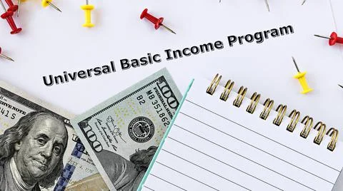 Topview photo on Universal Basic Income theme. Stock-Fotos