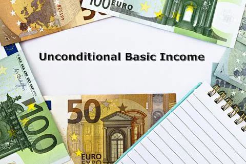 Topview photo on Universal Basic Income theme. 库存照片