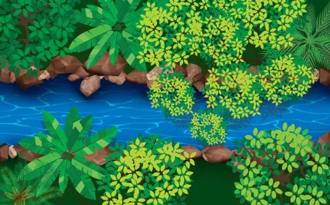 Topview the river in the jugle Stock Illustration