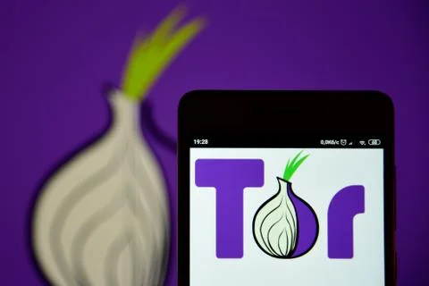 Tor browser logo seen on the smartphone Stock Photos
