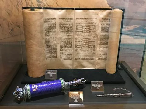 Torah Scroll and a Blue Scroll of Esther Stock Photos