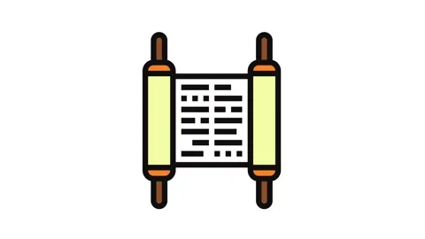 Torah scroll jewish color icon animation Stock Footage 326106977