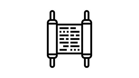 Torah scroll jewish line icon animation Stock Footage 326132859