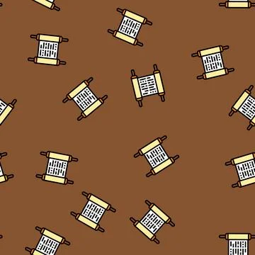 Torah scroll jewish vector seamless pattern Stock Illustration