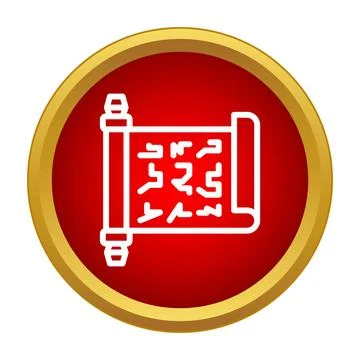 Torah scroll or ancient manuscript icon on red background Stock Illustration