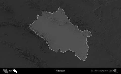 Torbat-e Jam highlighted, Iran. Grayscale Stock Illustration
