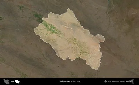 Torbat-e Jam highlighted, Iran. Satellite image. April 2020 Stock Illustration