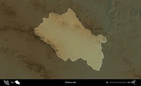 Torbat-e Jam highlighted, Iran. Physical Stock Illustration