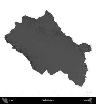 Torbat-e Jam, Iran, isolated on white. Grayscale Stock Illustration