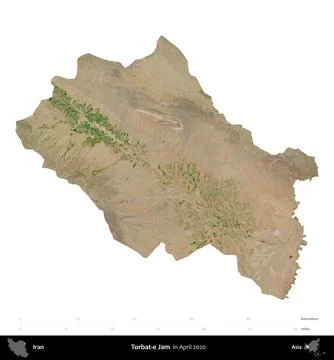 Torbat-e Jam, Iran, isolated on white. Satellite image. April 2020 Stock Illustration