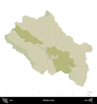 Torbat-e Jam, Iran, isolated on white. Topographic Humanitarian Stock Illustration