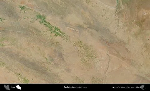 Torbat-e Jam, Iran. Satellite image. April 2020 Stock Illustration