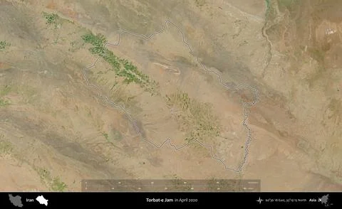 Torbat-e Jam outlined, Iran. Satellite image. April 2020 Stock Illustration