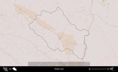Torbat-e Jam outlined, Iran. Topographic Standard Stock Illustration