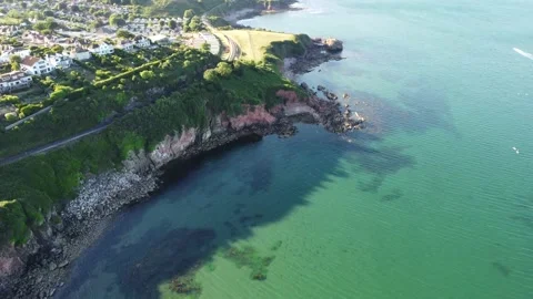 Torbay, South Devon, England: Drone View: Armchair Cove &amp; Saltern Cove Stock Footage 223854655