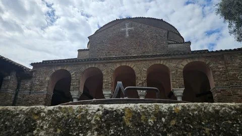 Torcello Cathedral Brick Facade with Arched Colonnade Stock Photos