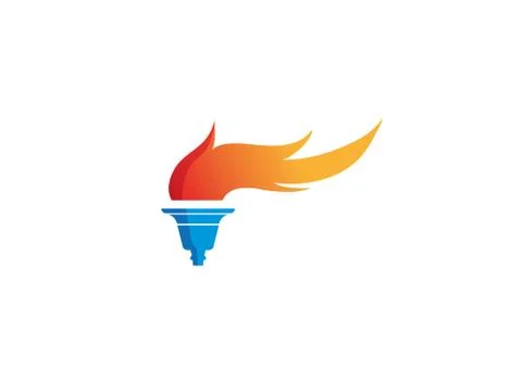 Torch and flame, fire logo Stock Illustration