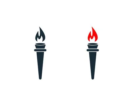 Torch and Flame Icon Vector Logo Template Illustration Design Stock Illustration