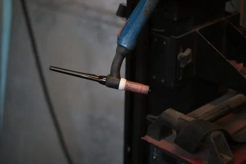 A torch for argon arc welding 스톡 사진