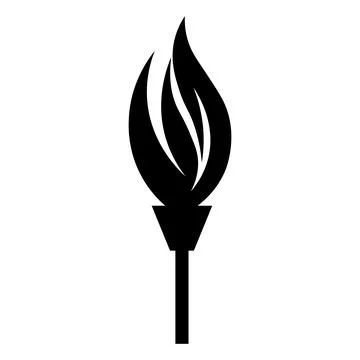Torch black vector icon on white background Stock Illustration