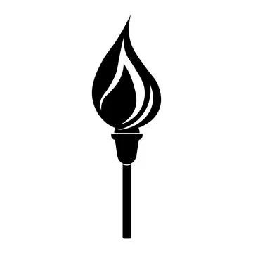 Torch black vector icon on white background Stock Illustration