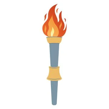 Torch with burning fire in flat design Illustrazione stock