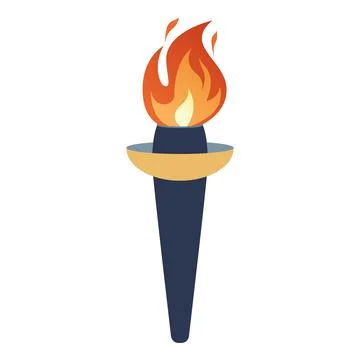 Torch with burning fire in flat design Stockillustratie