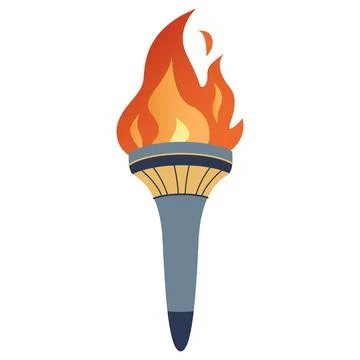 Torch with burning fire in flat design Illustrazione stock