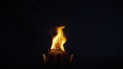 Torch burning in the night. Stock Footage 135406543