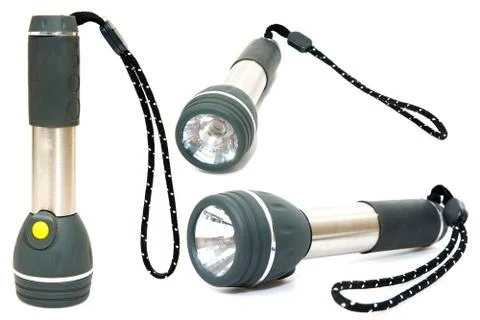 Torch in different position isolated on white Stock-Fotos