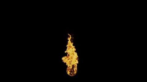 Torch Fire 4k With alpha - Start to Finish Stock Footage